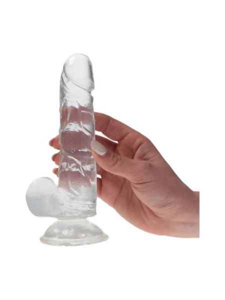 Silikonowe żelowe żylaste dildo z przyssawką 16 cm - 2