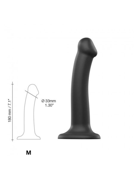 Gładkie czarne dildo miękkie z przyssawką 18 cm - 3