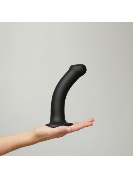 Gładkie czarne dildo miękkie z przyssawką 18 cm - 5