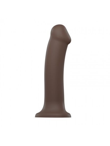 Gładki brązowy penis dildo z przyssawką 20 cm
