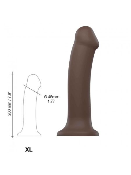 Gładki brązowy penis dildo z przyssawką 20 cm - 3