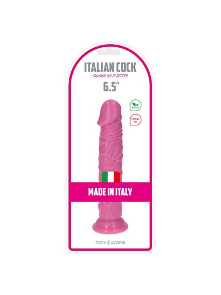 Prosty różowy żylasty penis z przyssawką 16,5 cm - 6