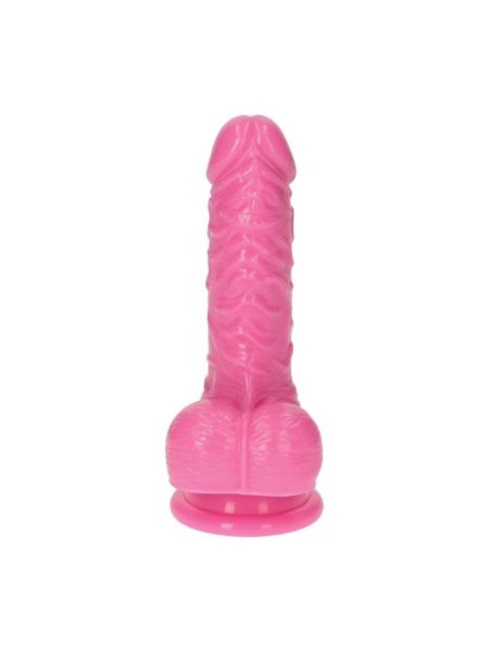 Różowe żylaste dildo gumowe z przyssawką 10,5 cm - 3