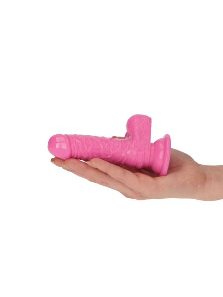 Różowe żylaste dildo gumowe z przyssawką 10,5 cm - 4