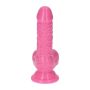 Różowe żylaste dildo gumowe z przyssawką 10,5 cm - 3