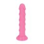 Spiralne różowe dildo gumowe z przyssawką 14,5 cm - 4