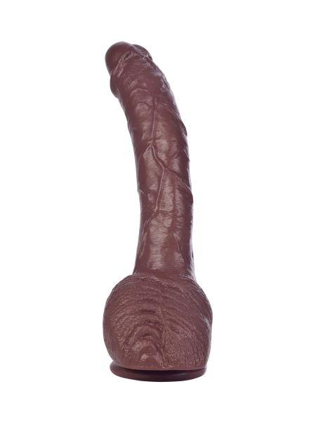 Duży zagięty murzyński penis dildo 22cm przyssawka - 7