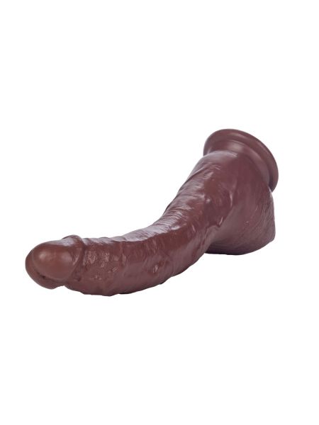 Duży zagięty murzyński penis dildo 22cm przyssawka - 9