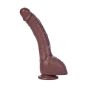 Duży zagięty murzyński penis dildo 22cm przyssawka - 2