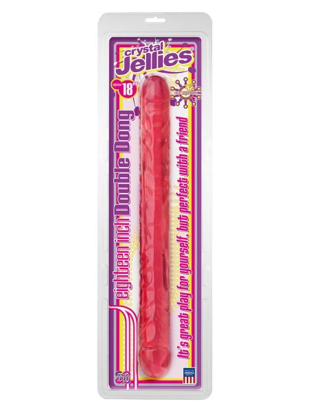 Żelowe różowe dildo do podwójnej stymulacji 46 cm - 4