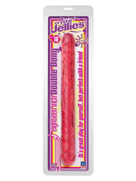 Żelowe różowe dildo do podwójnej stymulacji 46 cm - 3