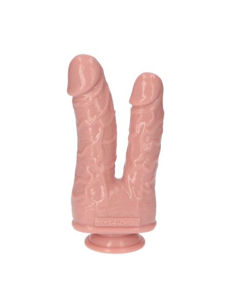 Podwójne cieliste dildo żylaste realistyczne - 3