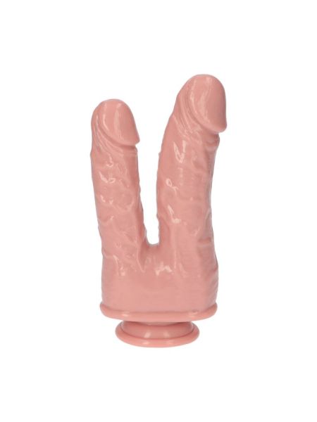 Podwójne cieliste dildo żylaste realistyczne - 5