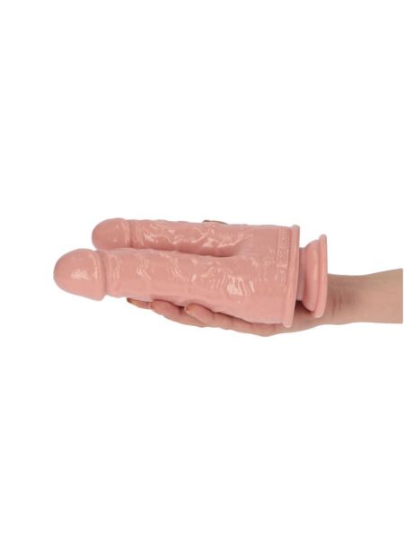 Podwójne cieliste dildo żylaste realistyczne - 7