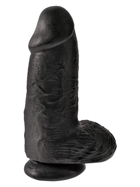 Grube czarne żylaste dildo z przyssawką 23 cm