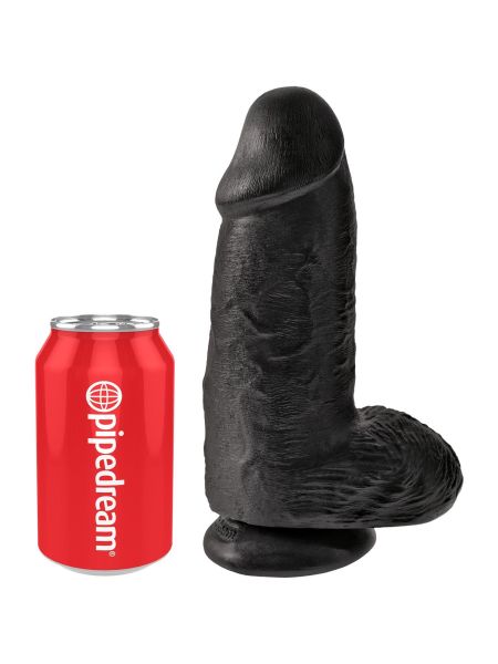 Grube czarne żylaste dildo z przyssawką 23 cm - 5