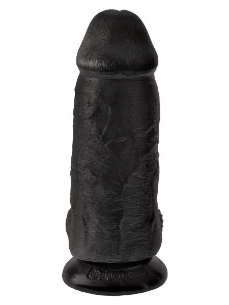 Grube czarne żylaste dildo z przyssawką 23 cm - 7