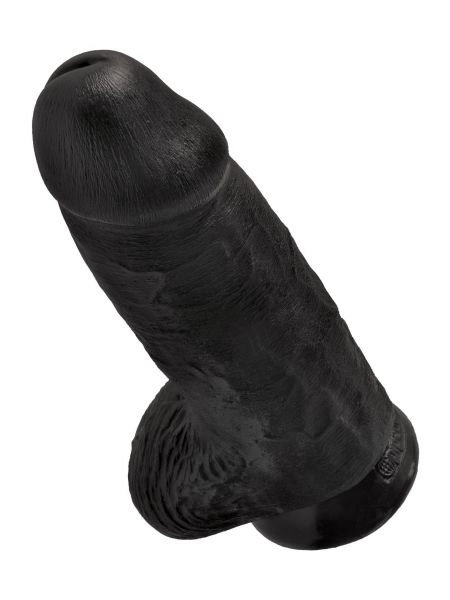 Grube czarne żylaste dildo z przyssawką 23 cm - 9