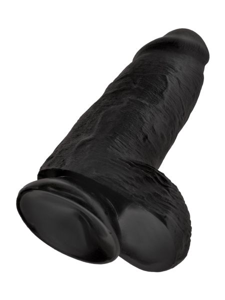 Grube czarne żylaste dildo z przyssawką 23 cm - 11