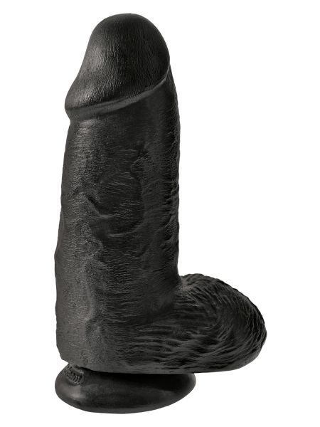 Grube czarne żylaste dildo z przyssawką 23 cm - 2