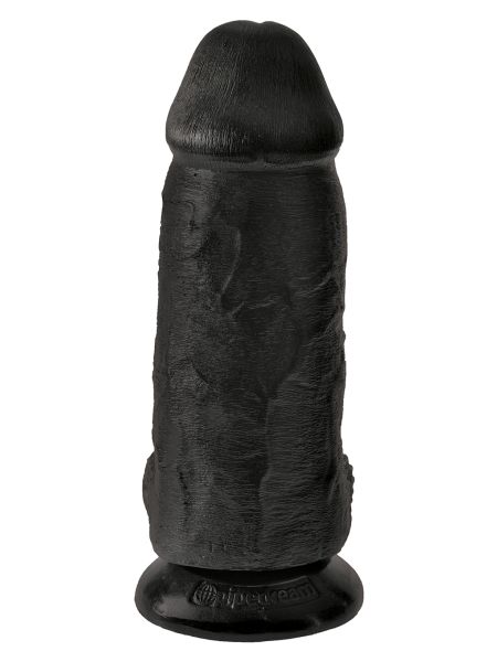 Grube czarne żylaste dildo z przyssawką 23 cm - 8