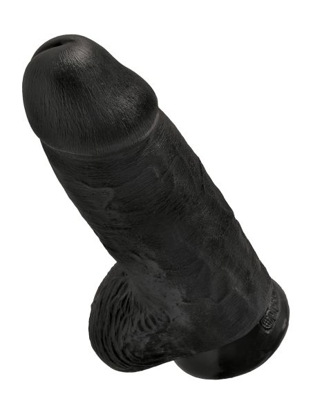 Grube czarne żylaste dildo z przyssawką 23 cm - 10