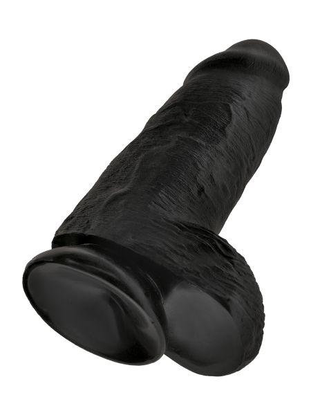 Grube czarne żylaste dildo z przyssawką 23 cm - 12