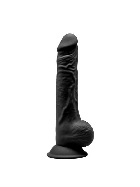 Duże czarne dildo mocna przyssawka i jądra 24 cm