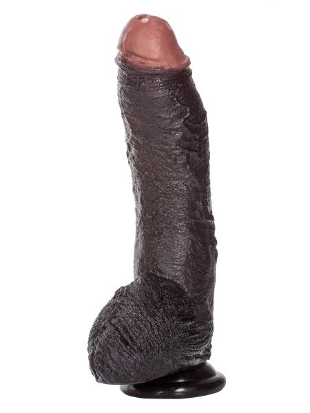 Zagięty sztuczny penis z przyssawką żylasty19 cm