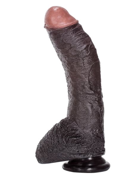 Zagięty sztuczny penis z przyssawką żylasty19 cm - 6