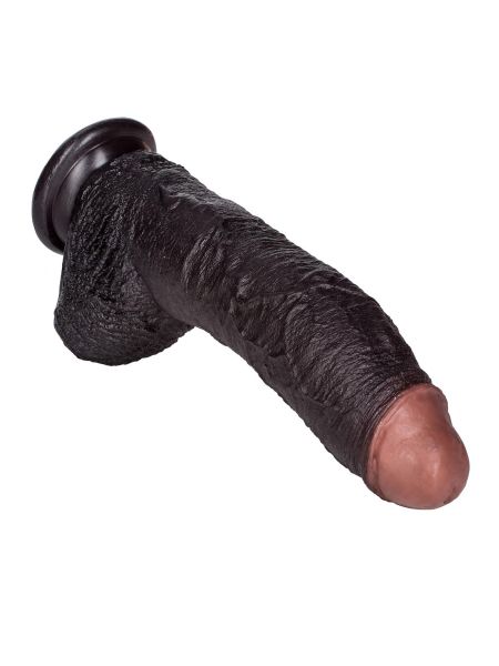 Zagięty sztuczny penis z przyssawką żylasty19 cm - 8