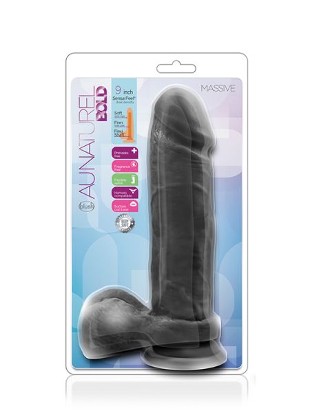 Silikonowe gładkie czarne dildo z przyssawką 23 cm - 4