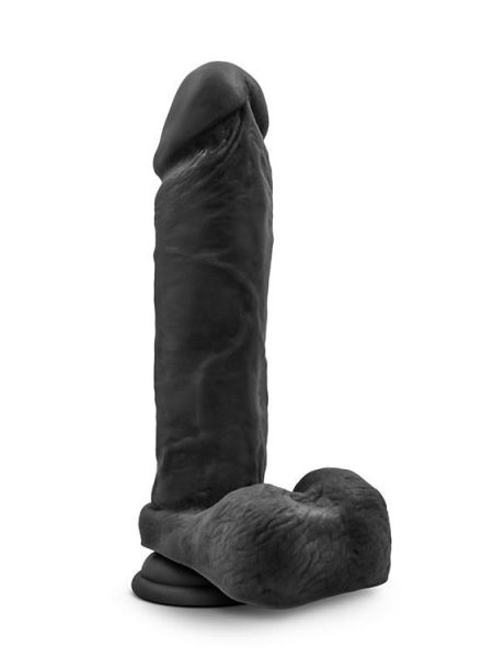 Silikonowe gładkie czarne dildo z przyssawką 23 cm - 5