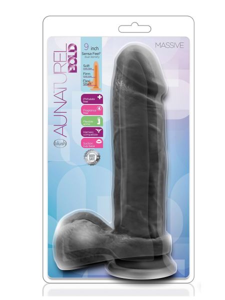 Silikonowe gładkie czarne dildo z przyssawką 23 cm - 7