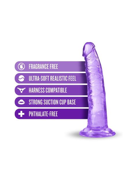 Dildo fioletowe z żylastym trzonem i jądrami  19cm - 9