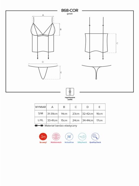 Erotyczny gorset stringi komplet obsessive l/xl - 5