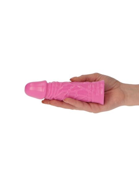 Małe różowe gumowe dildo żylaste z przyssawką 13cm - 8