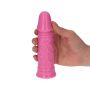 Małe różowe gumowe dildo żylaste z przyssawką 13cm - 4