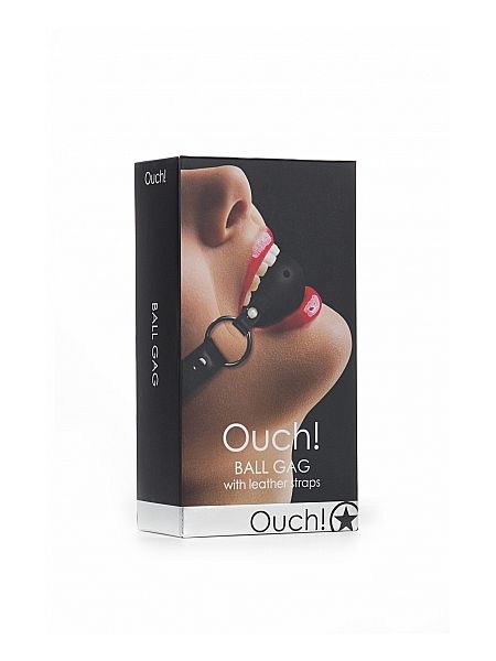 Kulisty knebel oddychający Ouch! Gag Ball Black - 2