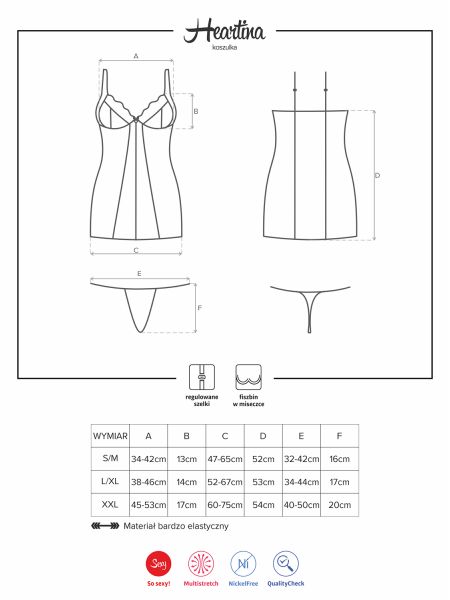 Gorąca sex koszulka stringi komplet heartina l/xl - 7