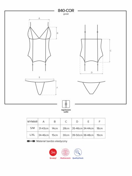 Gorset siateczka stringi komplet obsessive l/xl - 7