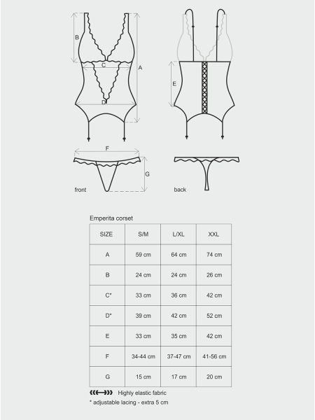 Gorset stringi czarny sex komplet obsessive xxl - 3