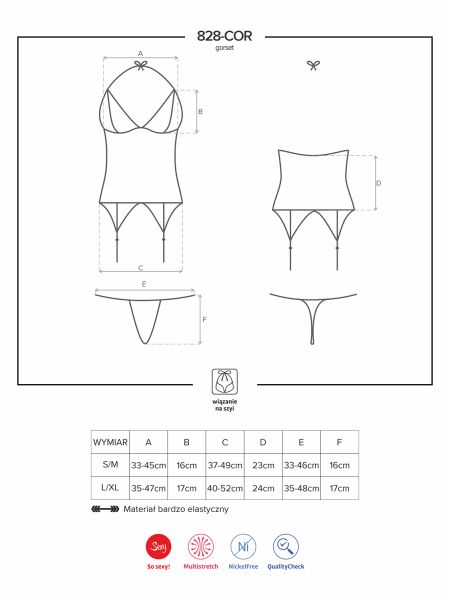 Gorset stringi sex komplet czarny obsessive l/xl - 7