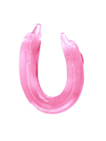 Podwójne różowe dildo z końcówką delfina 30,5 cm - 2