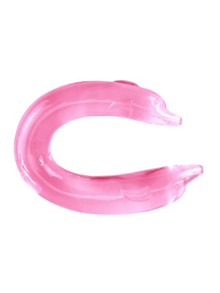 Podwójne różowe dildo z końcówką delfina 30,5 cm - 4