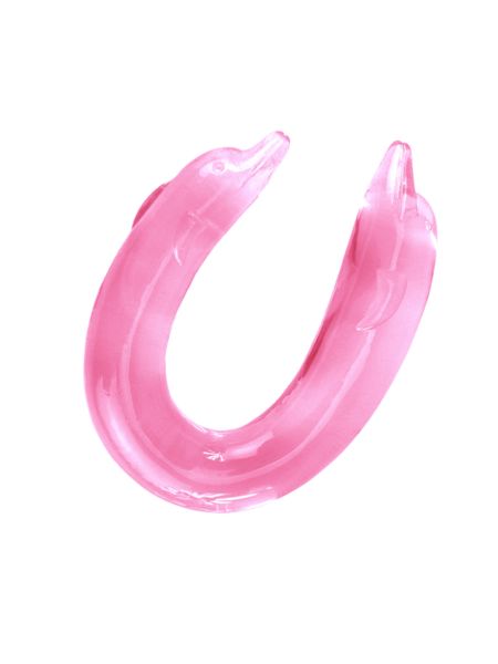 Podwójne różowe dildo z końcówką delfina 30,5 cm - 6