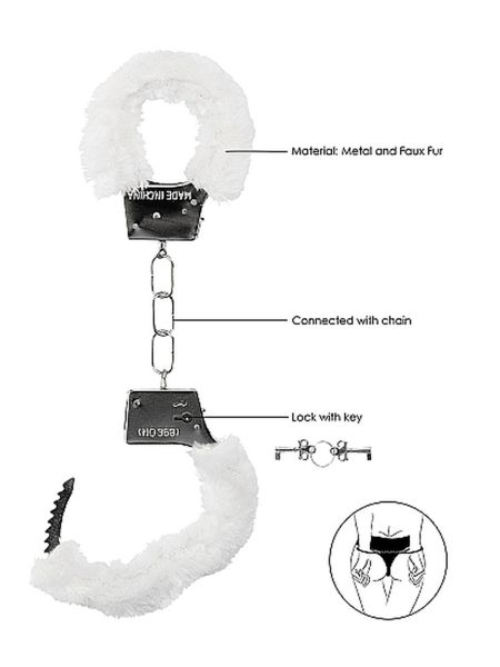 Kajdanki metalowe z futerkiem pluszem bdsm bondage - 6