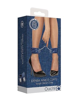 Kajdanki- Denim Ankle Cuffs - Roughend Denim Style - Blue - image 2