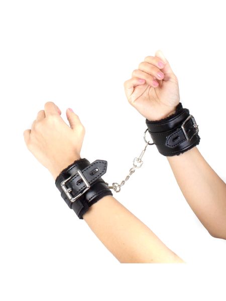 Kajdanki-Black Bondage Handcuffs BDSM - 5