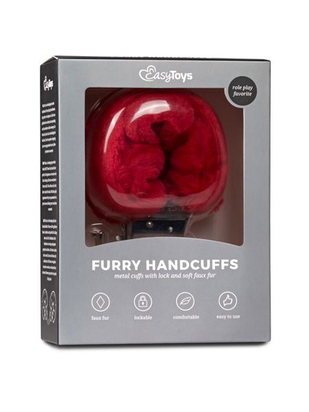 Kajdanki-furry handcuffs - red